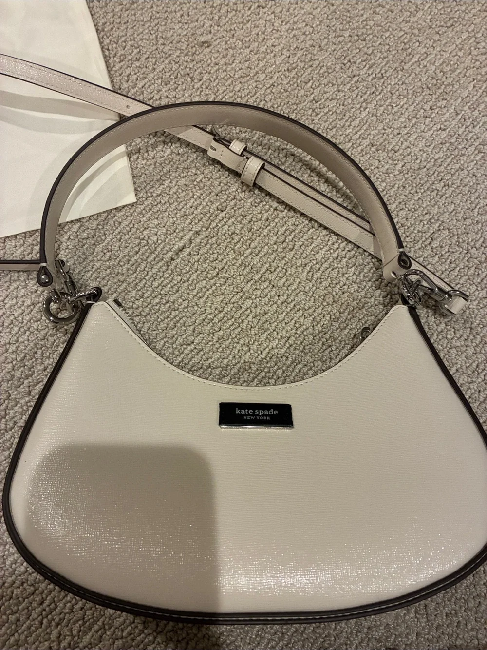 kate spade Cream Pebbled Leather Mini Shoulder bag.